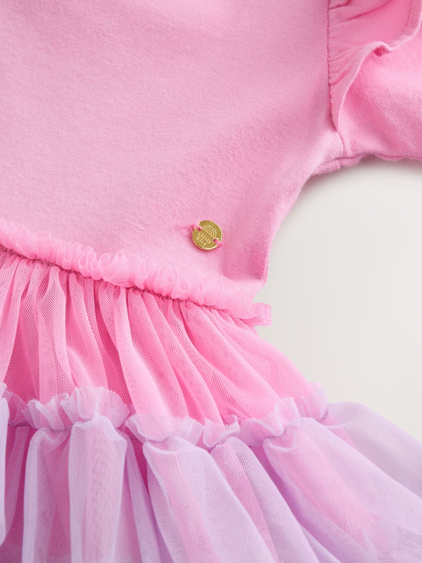 Little Bird by Jools Oliver Light Pink Frill Sleeve Rainbow Tulle Party Tutu Dress image 6