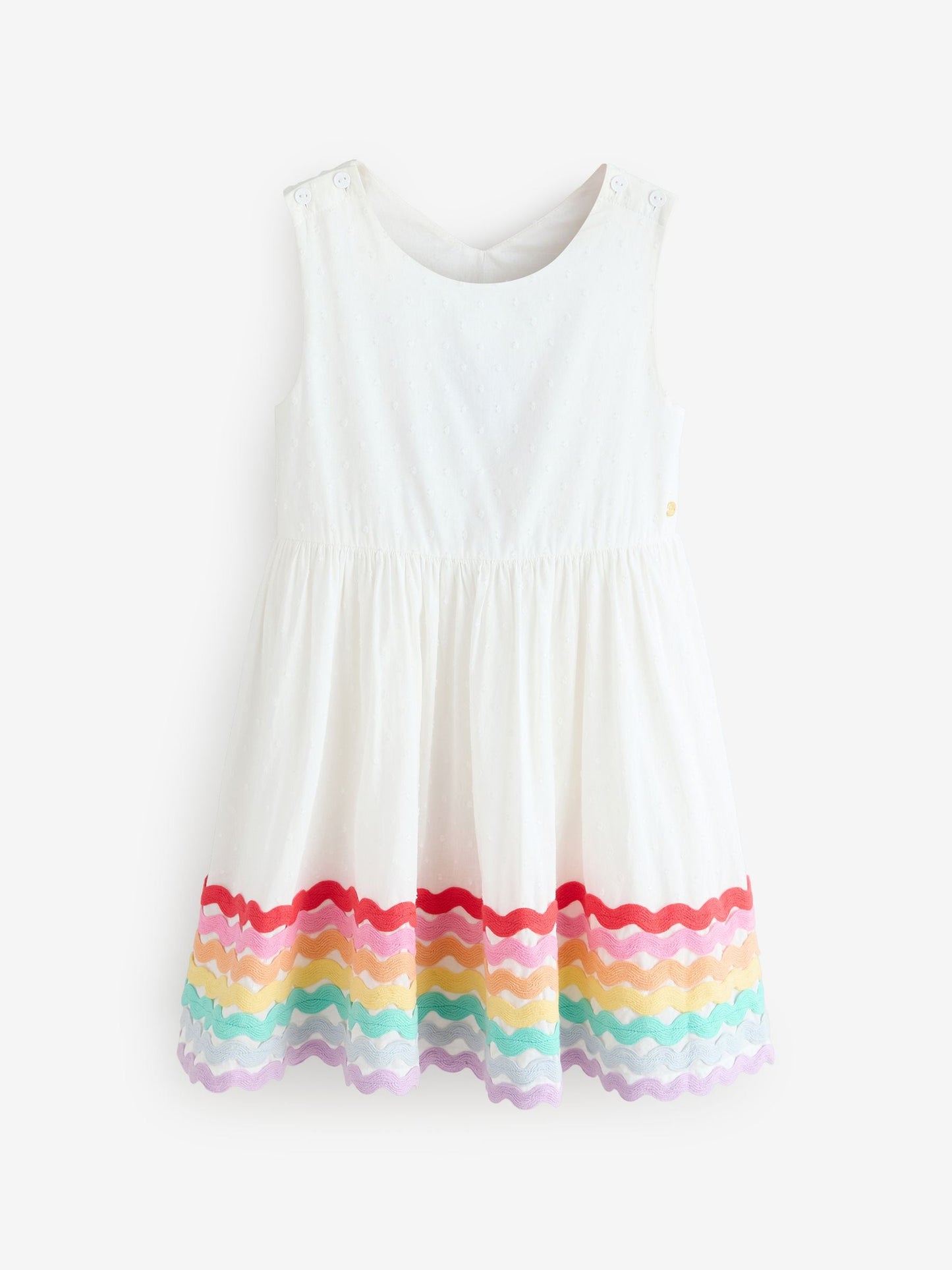 Little Bird by Jools Oliver White Rainbow Woven Cut Out Ric Rac Dress image 6