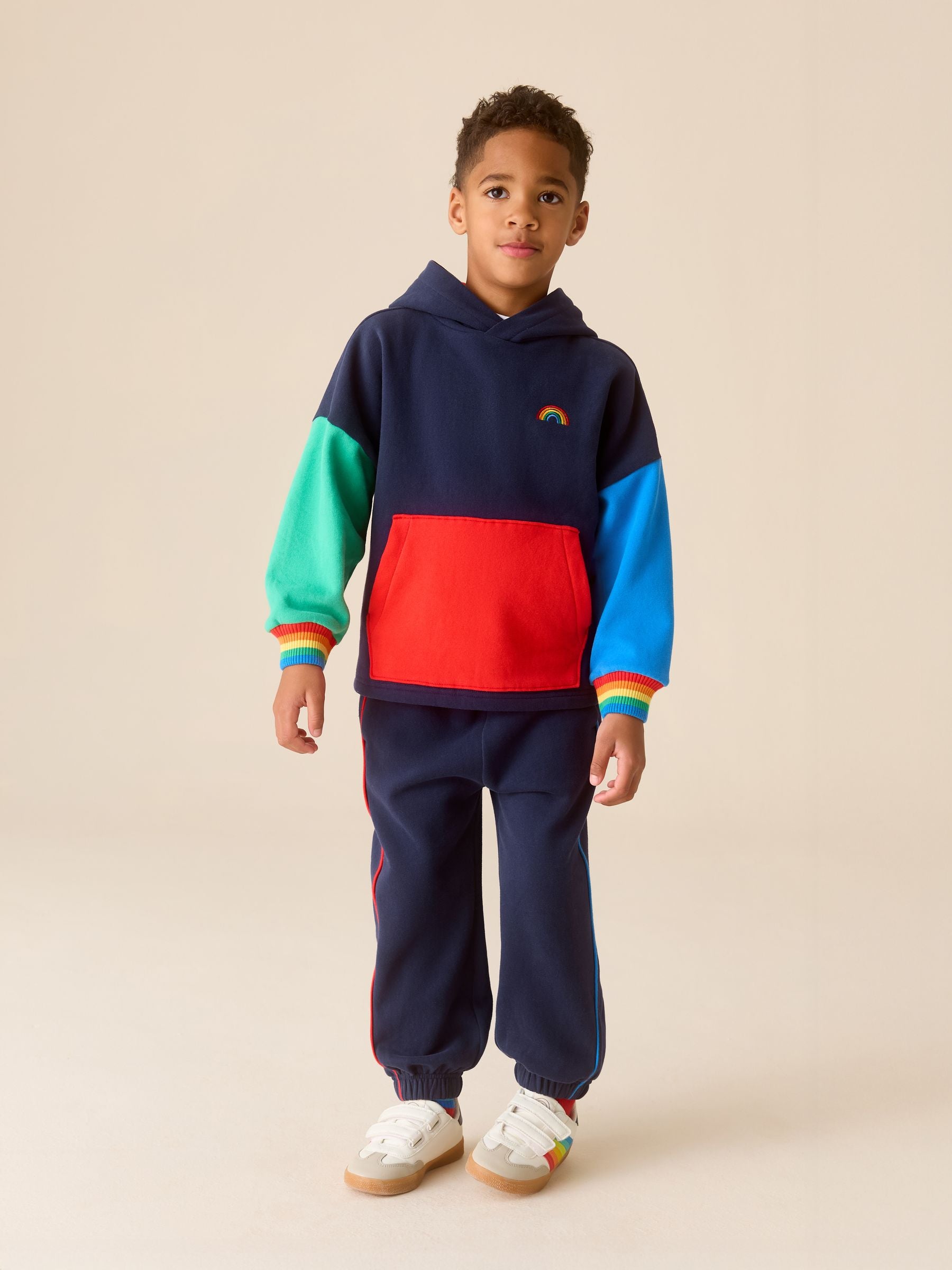 Little Bird by Jools Oliver Navy Colourblock Hoodie and Joggers Sweat Set 2 Piece image 2