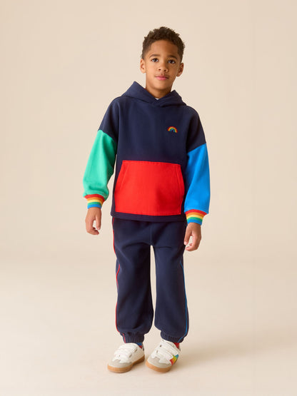 Little Bird by Jools Oliver Navy Colourblock Hoodie and Joggers Sweat Set 2 Piece image 2