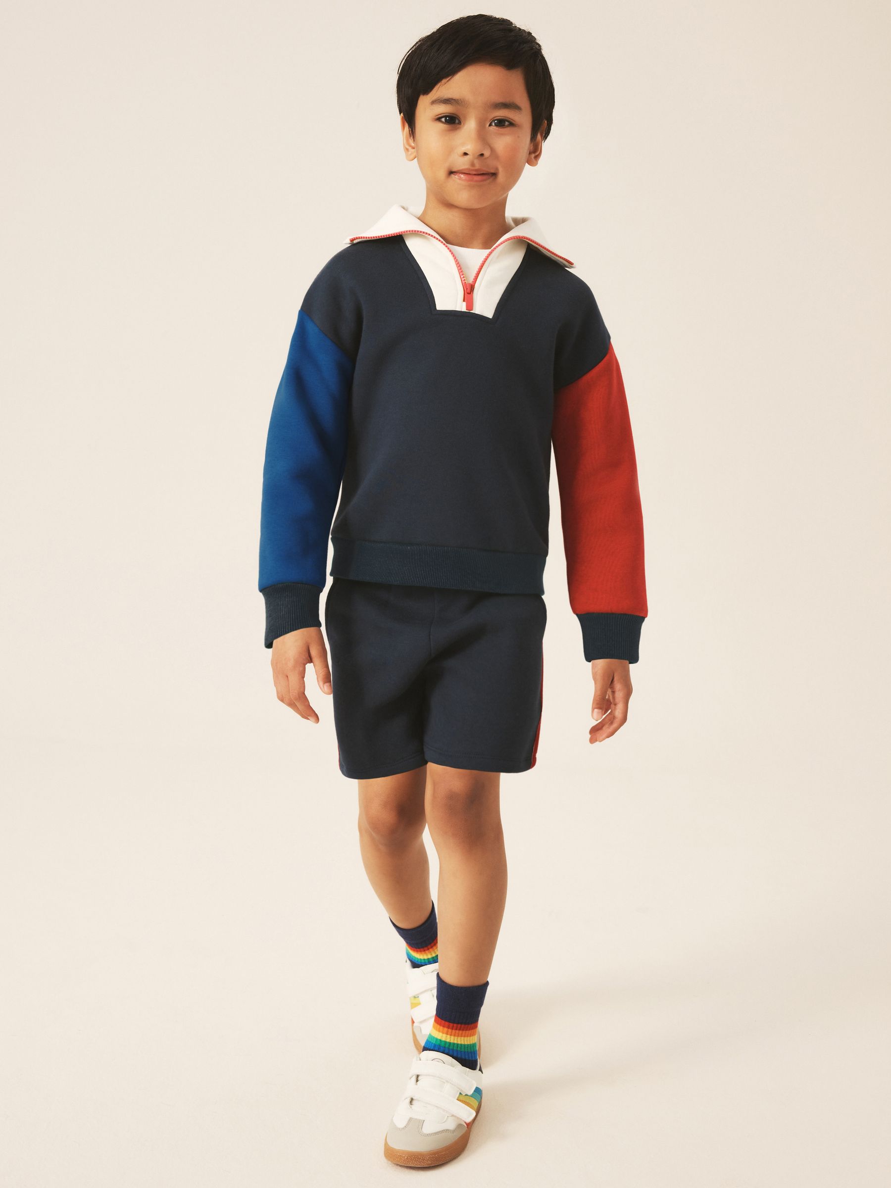 Dsiney Kidz - Little Bird by Jools Oliver Navy 1/4 Zip Sweat Top and Short 2 Piece Set image 1