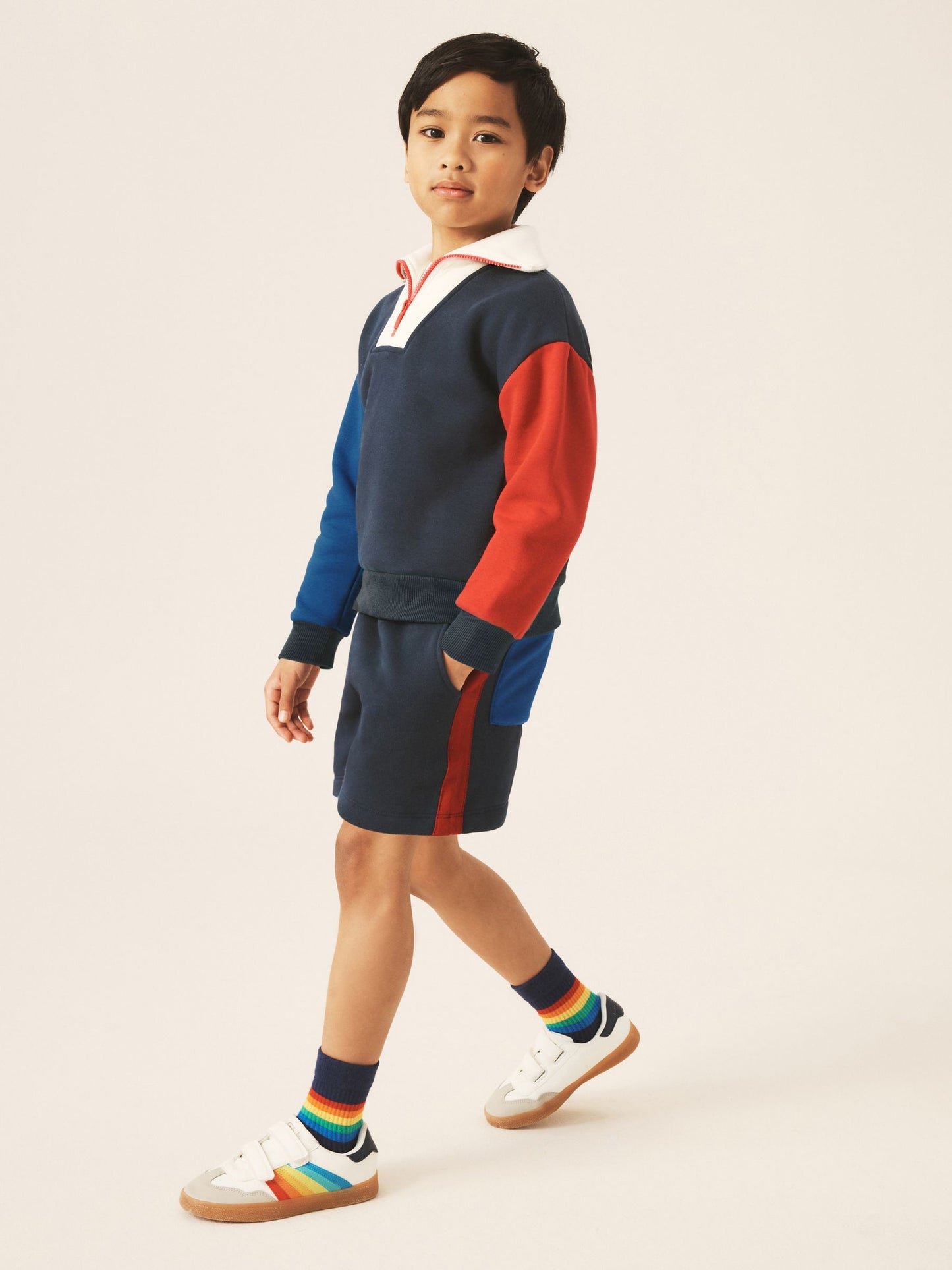 Dsiney Kidz - Little Bird by Jools Oliver Navy 1/4 Zip Sweat Top and Short 2 Piece Set image 4