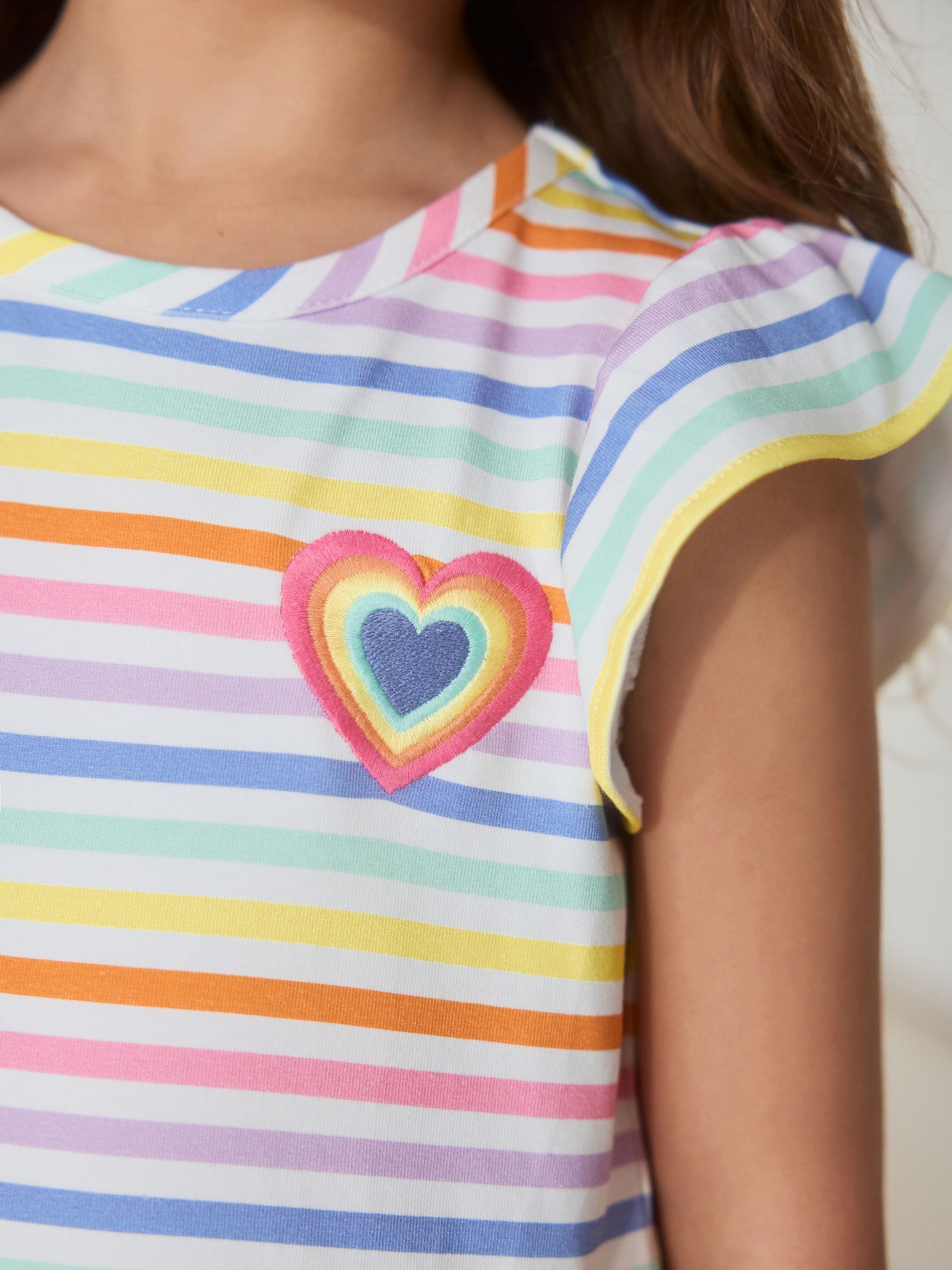 Little Bird by Jools Oliver Pastel Rainbow Heart Cotton Jersey Dress image 2