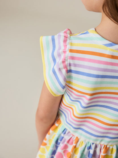 Little Bird by Jools Oliver Pastel Rainbow Heart Cotton Jersey Dress image 3