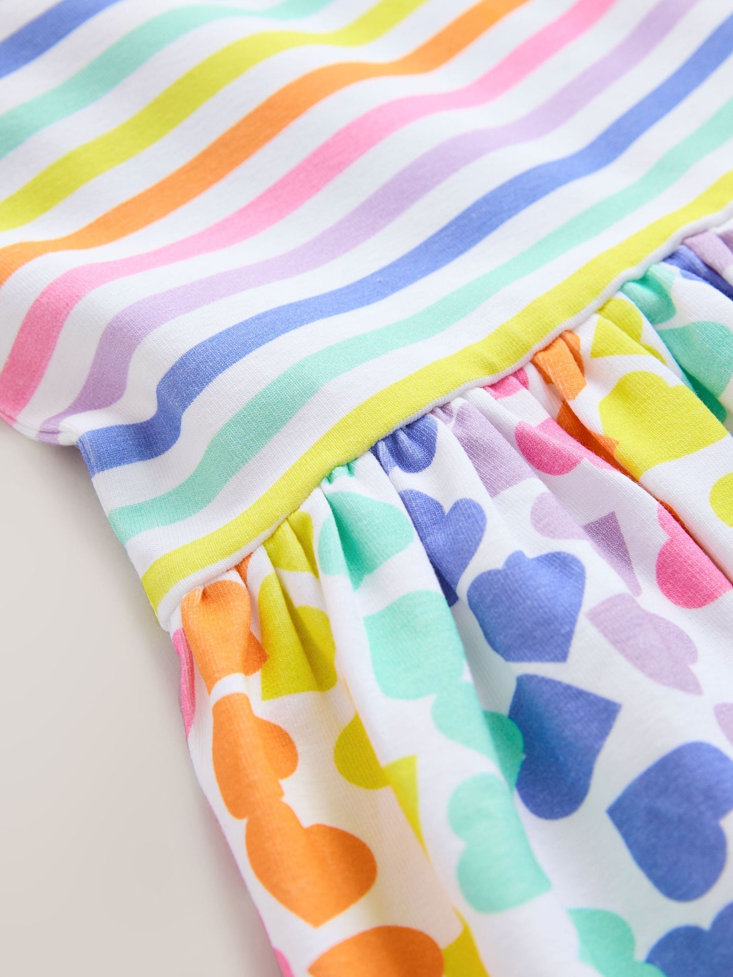 Little Bird by Jools Oliver Pastel Rainbow Heart Cotton Jersey Dress image 4