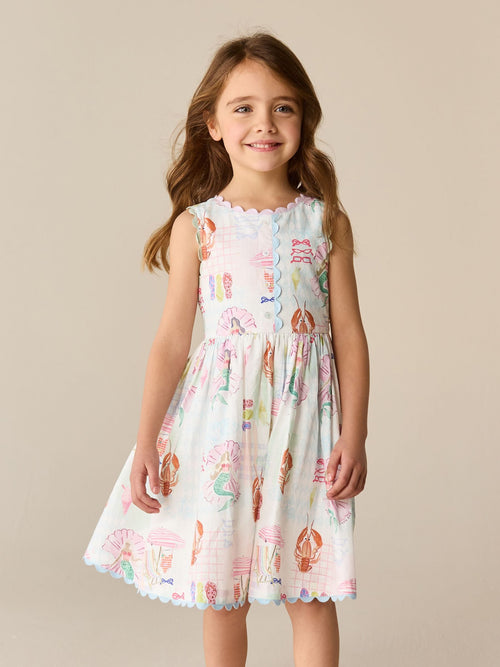 Dsiney Kidz - Little Bird by Jools Oliver Rainbow Mermaids Woven Ric Rac Trim Dress image 1