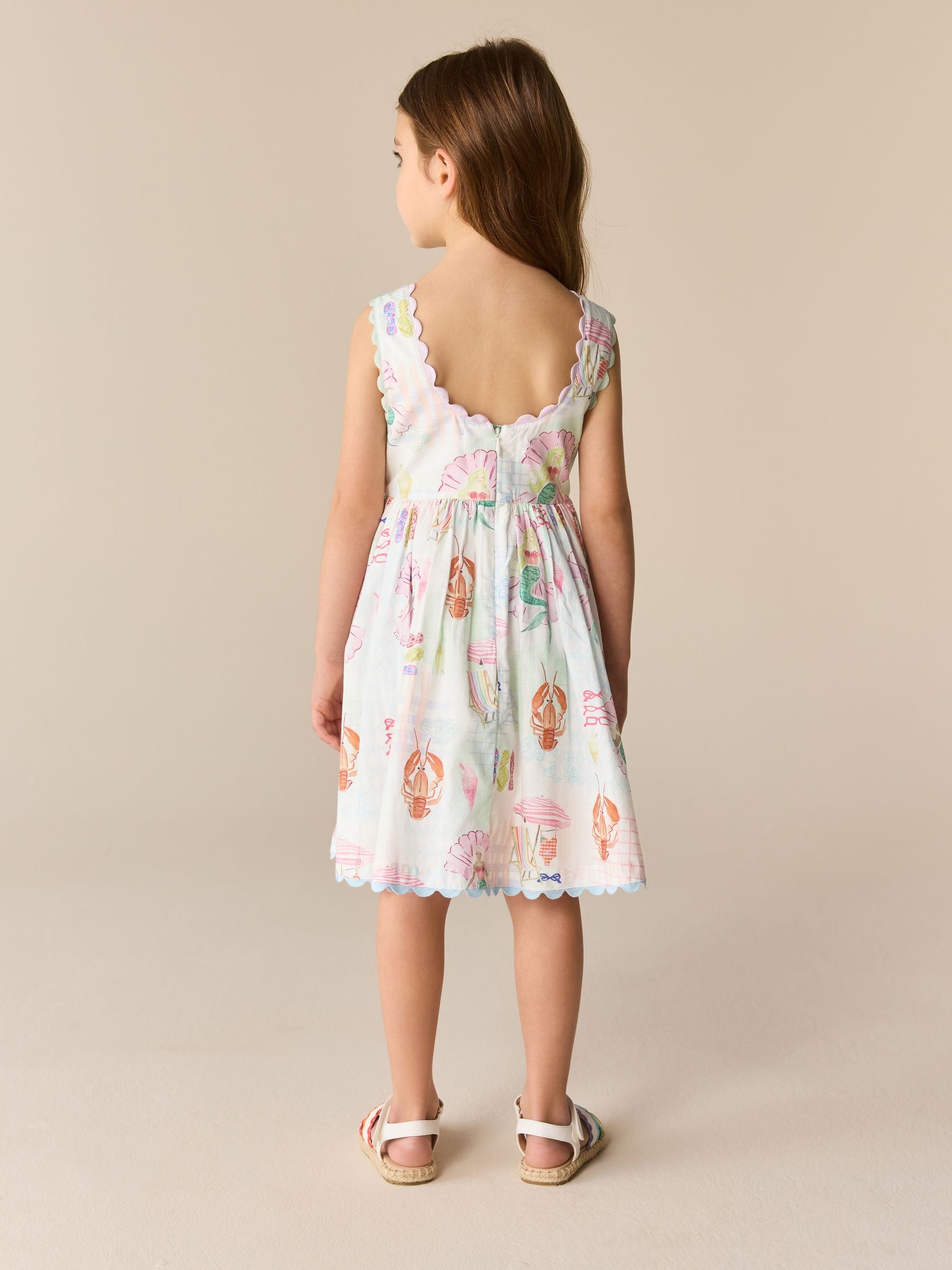 Little Bird by Jools Oliver Rainbow Mermaids Woven Ric Rac Trim Dress image 4