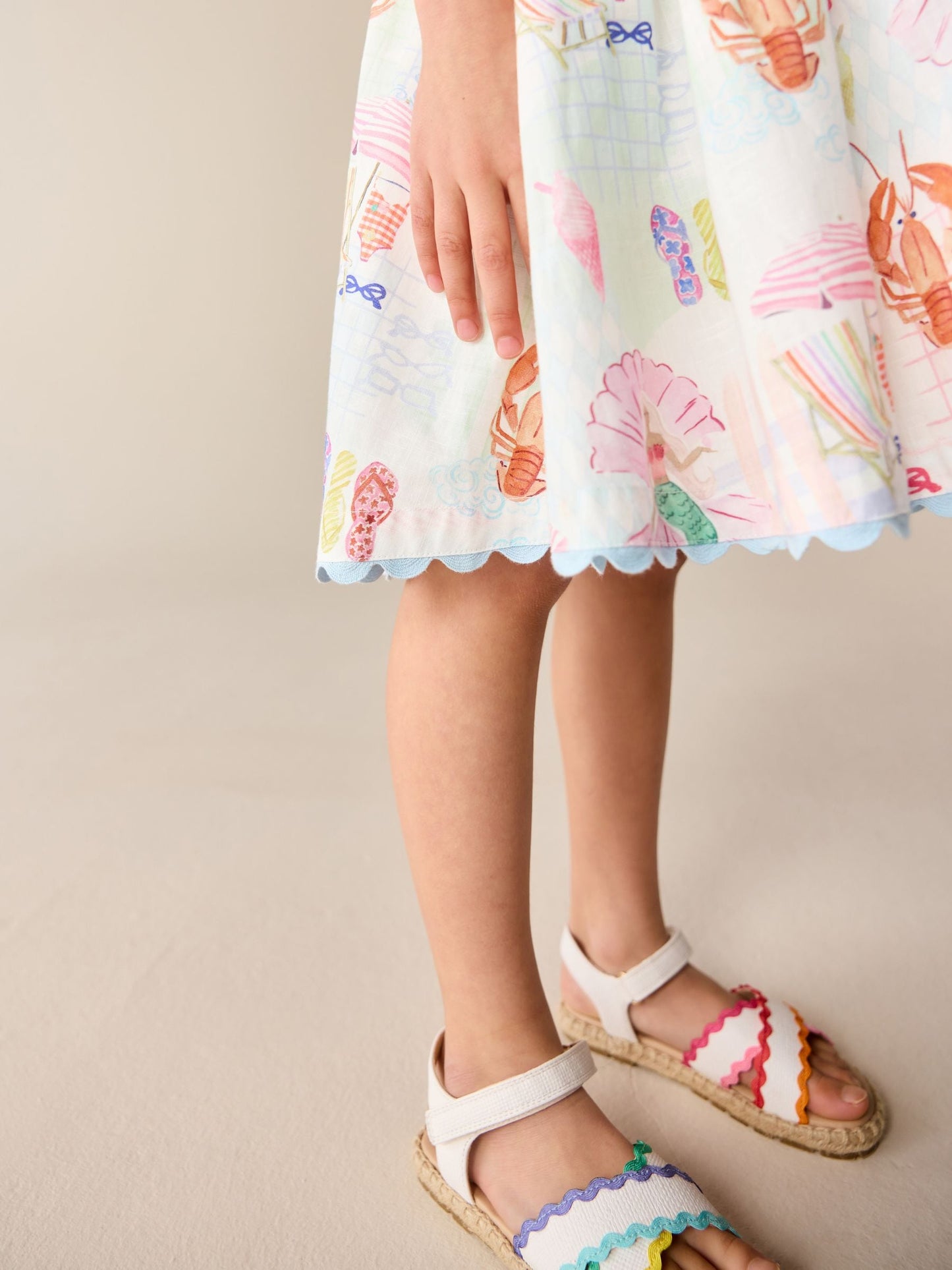 Little Bird by Jools Oliver Rainbow Mermaids Woven Ric Rac Trim Dress image 6