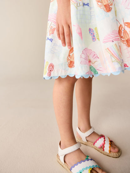 Little Bird by Jools Oliver Rainbow Mermaids Woven Ric Rac Trim Dress image 6