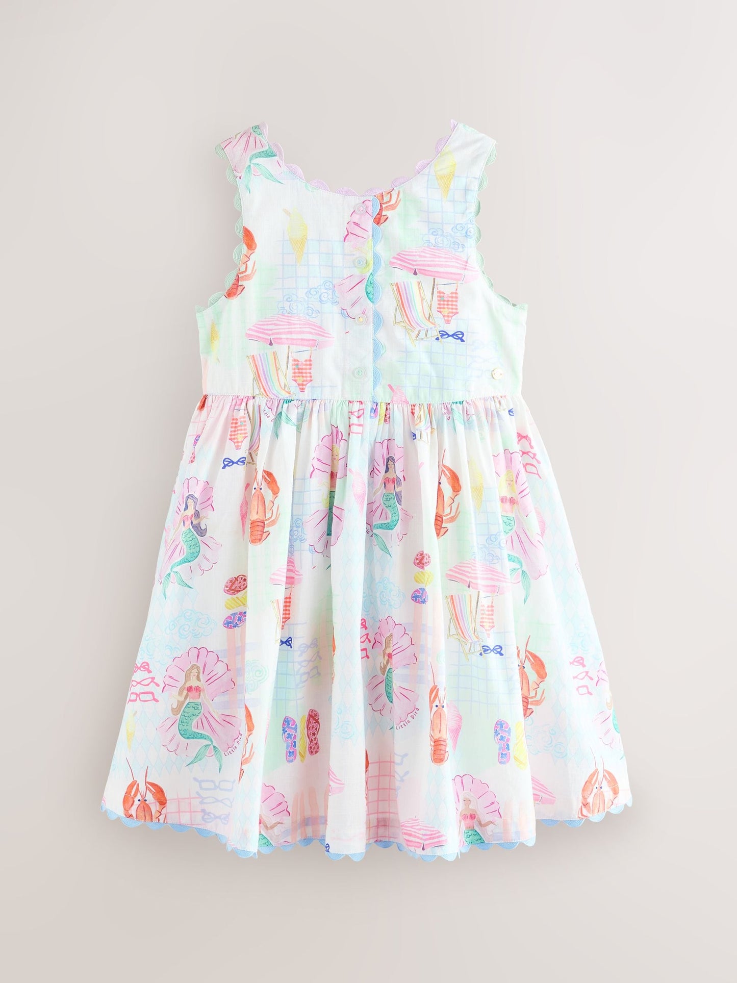 Little Bird by Jools Oliver Rainbow Mermaids Woven Ric Rac Trim Dress image 7