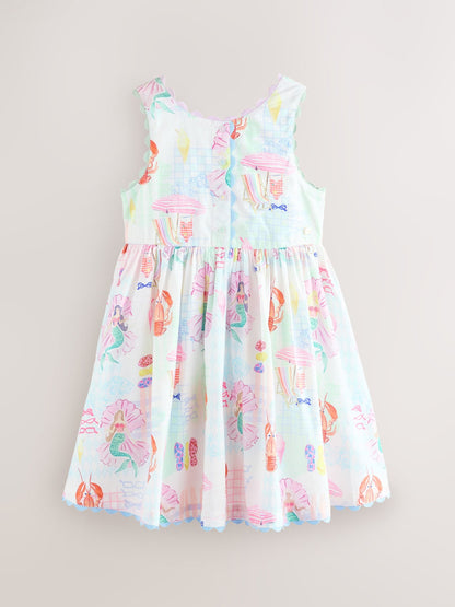 Little Bird by Jools Oliver Rainbow Mermaids Woven Ric Rac Trim Dress image 7