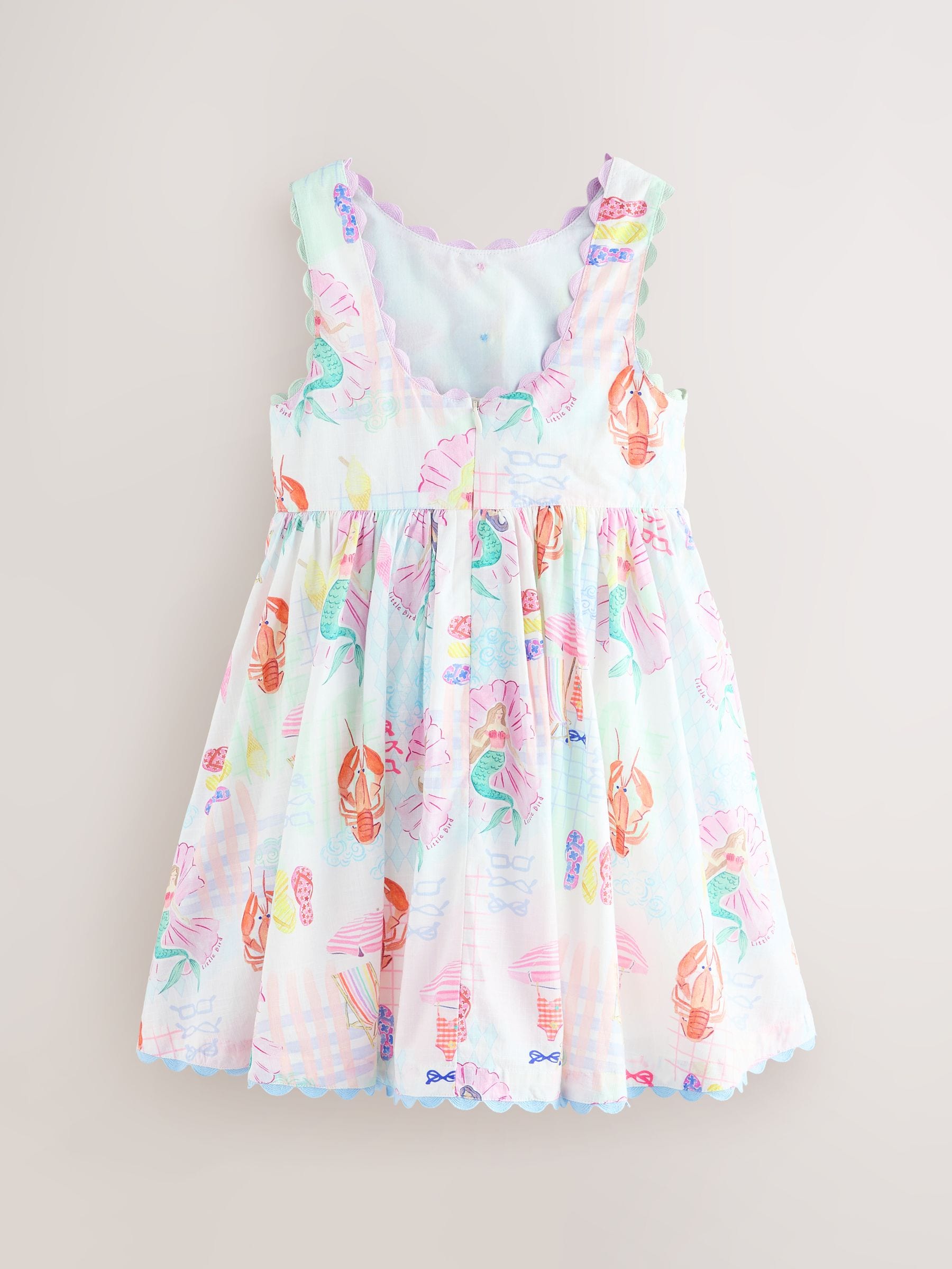 Little Bird by Jools Oliver Rainbow Mermaids Woven Ric Rac Trim Dress image 8