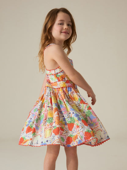 Little Bird by Jools Oliver Picnic Print Woven Criss Cross Skater Dress image 4