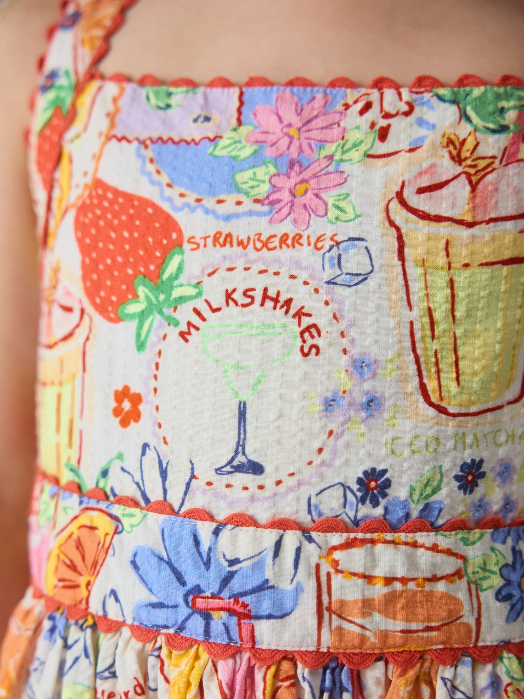 Little Bird by Jools Oliver Picnic Print Woven Criss Cross Skater Dress image 7
