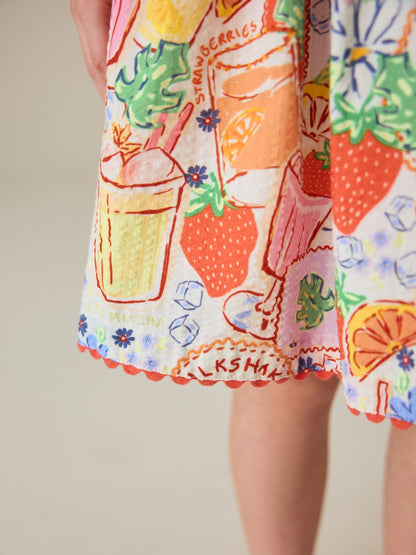 Little Bird by Jools Oliver Picnic Print Woven Criss Cross Skater Dress image 8