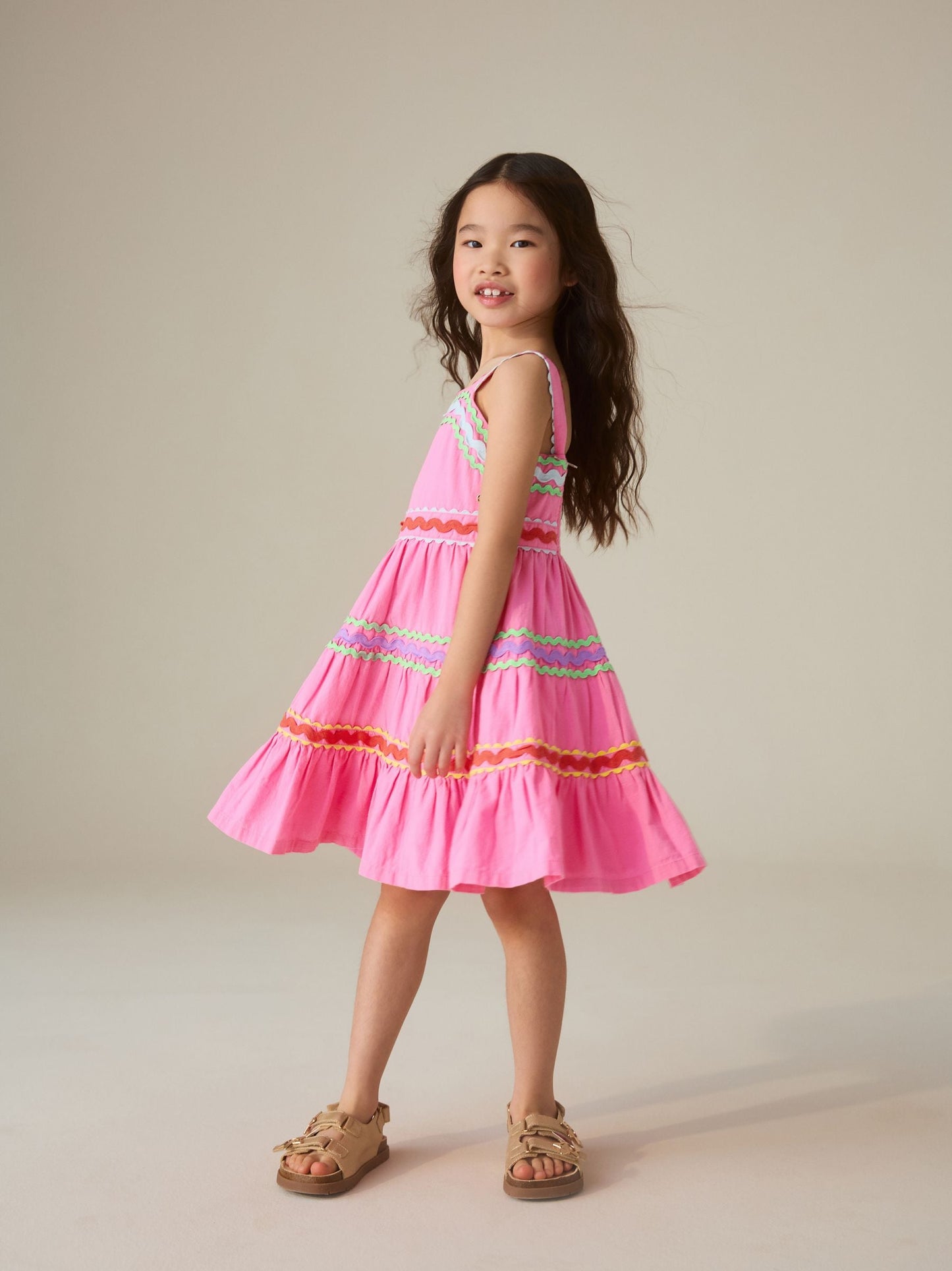 Little Bird by Jools Oliver Pink Woven Summer Dress image 3