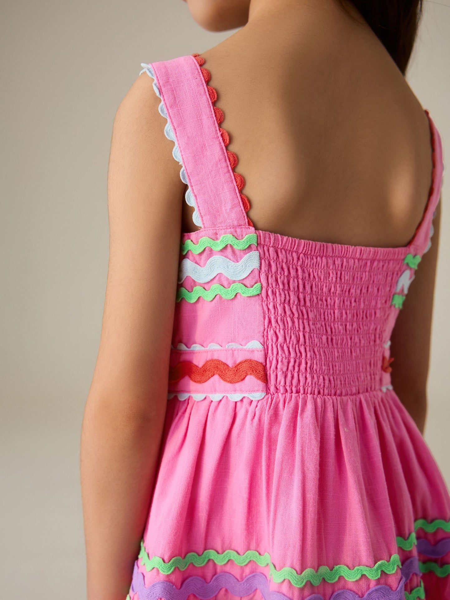 Little Bird by Jools Oliver Pink Woven Summer Dress image 5