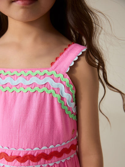 Little Bird by Jools Oliver Pink Woven Summer Dress image 7