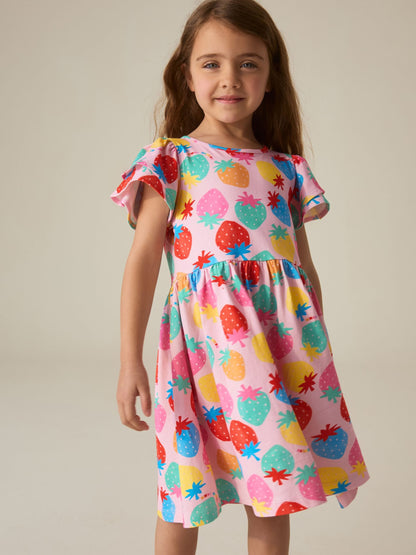 Little Bird by Jools Oliver Rainbow Strawberry Cotton Jersey Dress image 2