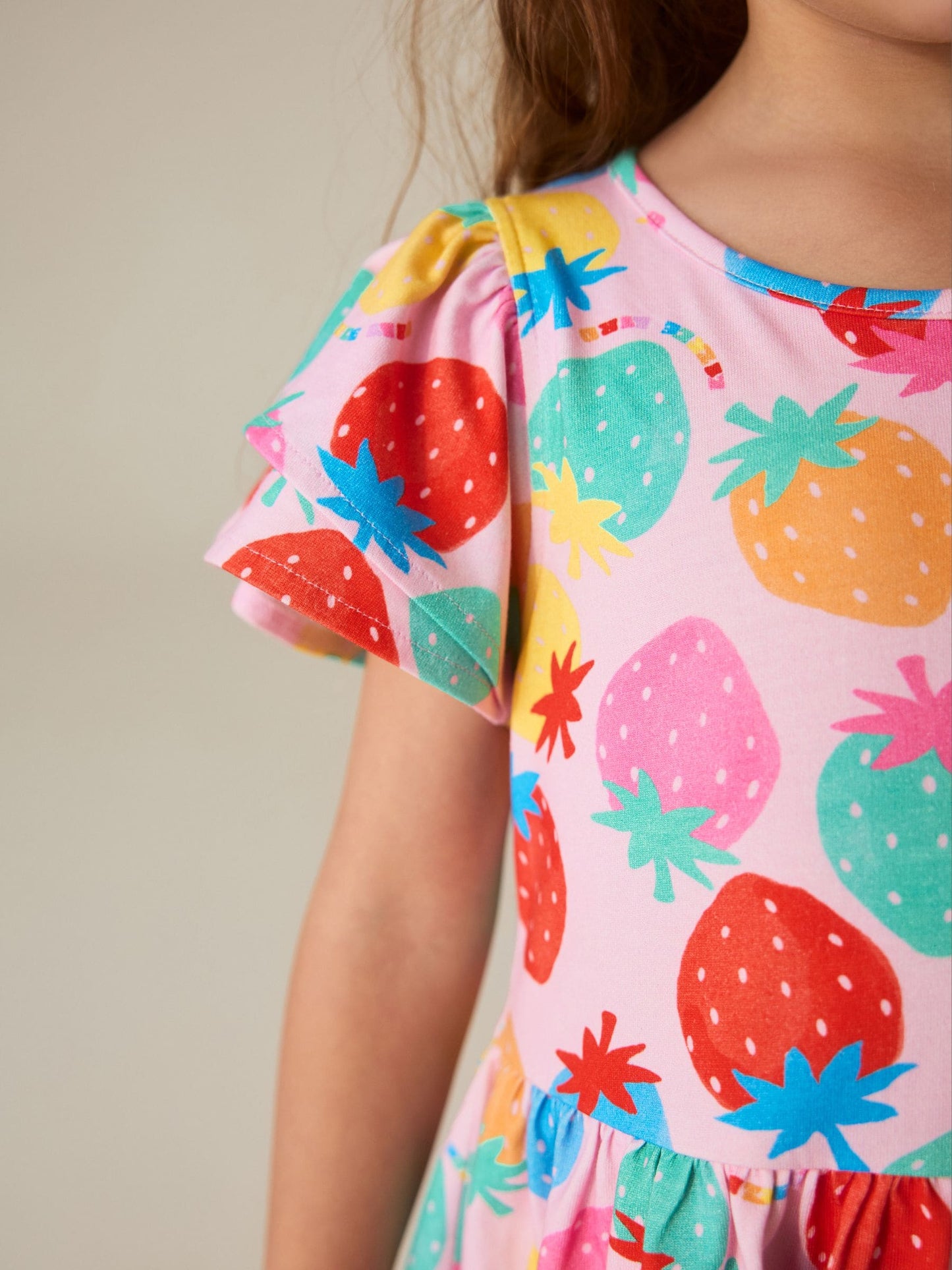 Little Bird by Jools Oliver Rainbow Strawberry Cotton Jersey Dress image 3