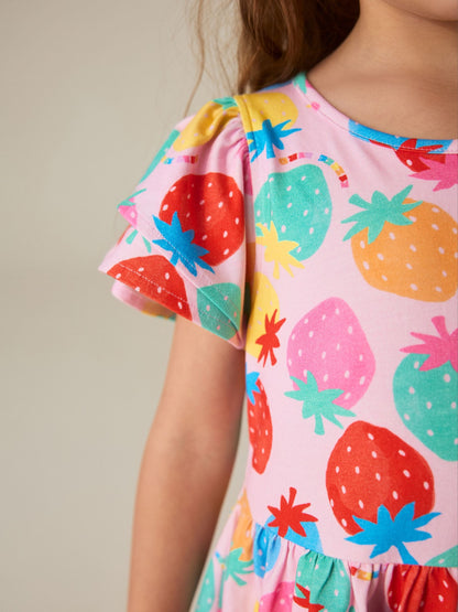 Little Bird by Jools Oliver Rainbow Strawberry Cotton Jersey Dress image 3