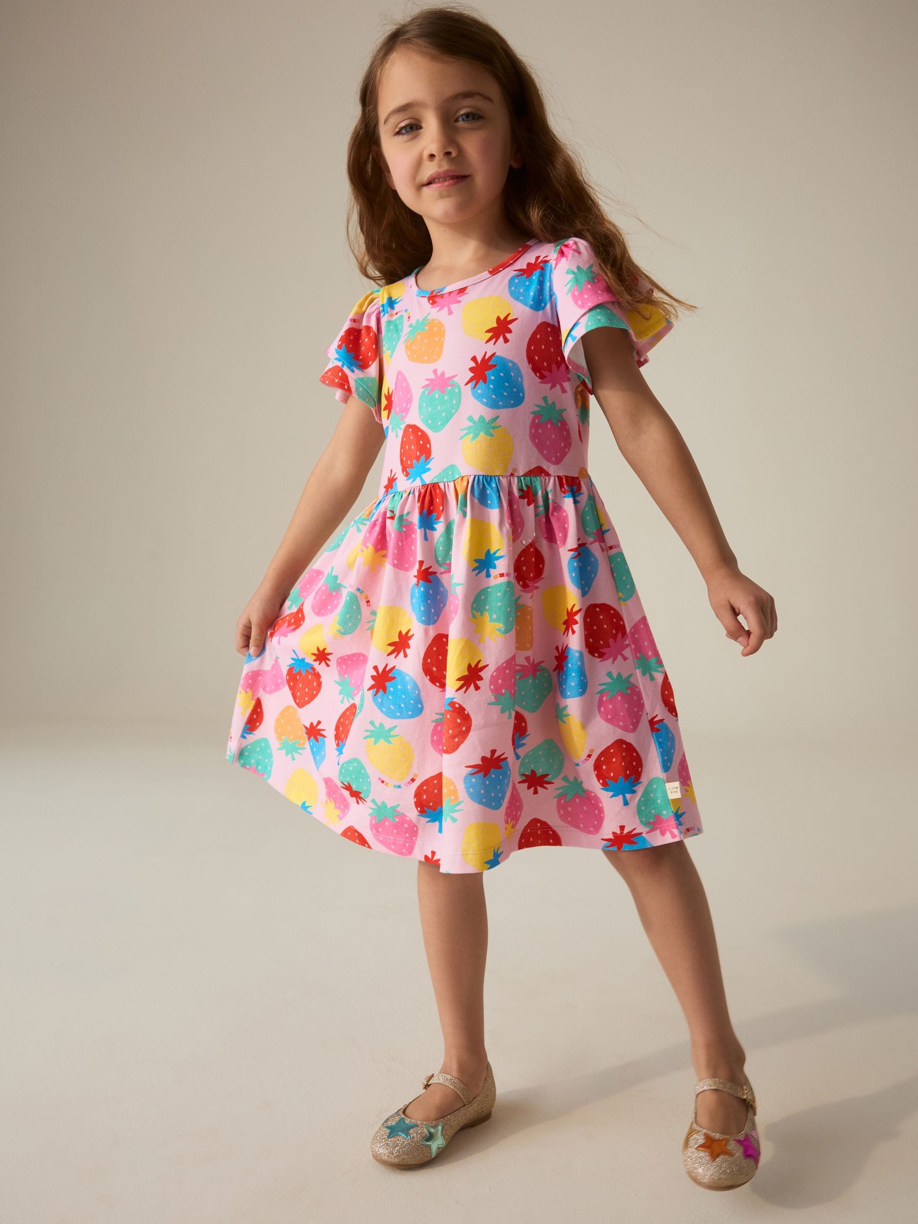 Little Bird by Jools Oliver Rainbow Strawberry Cotton Jersey Dress image 4