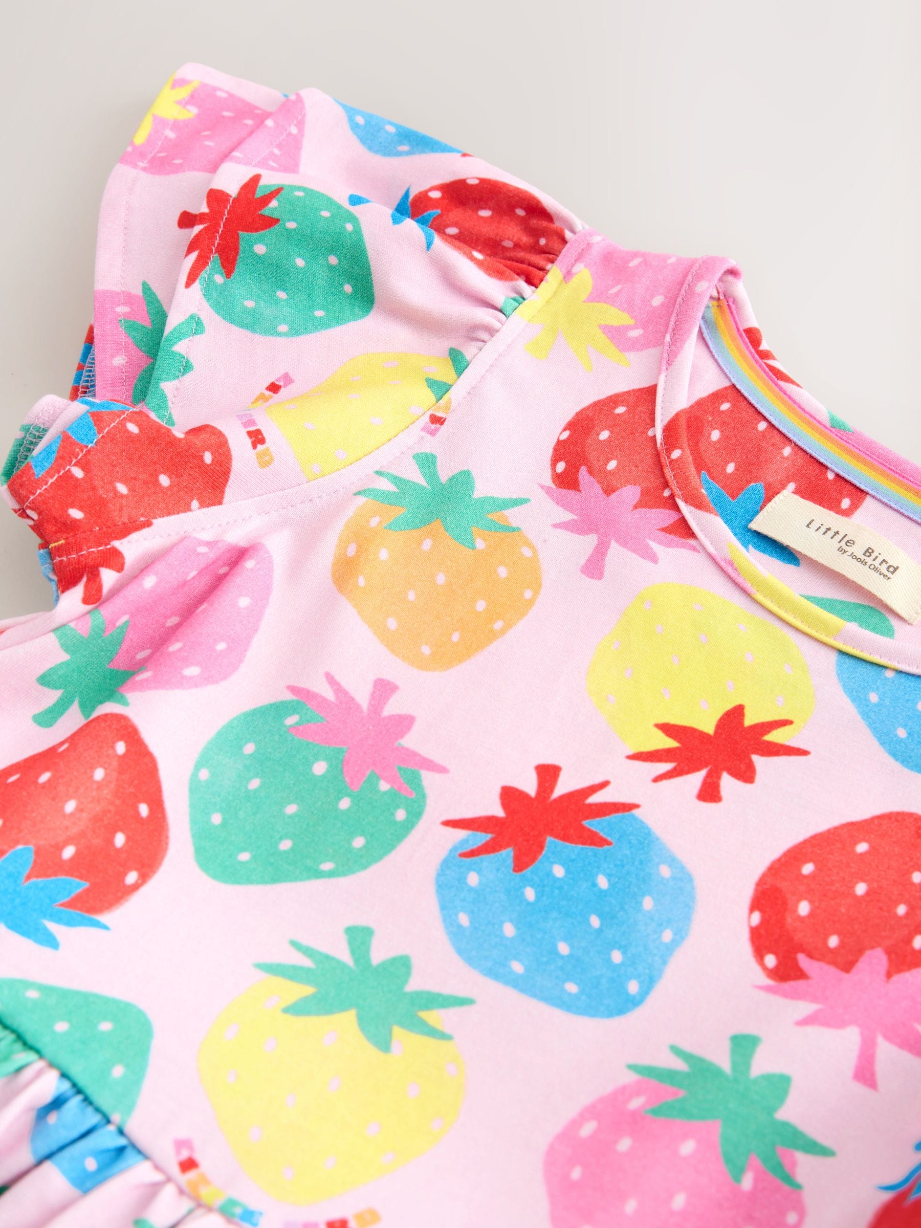 Little Bird by Jools Oliver Rainbow Strawberry Cotton Jersey Dress image 6