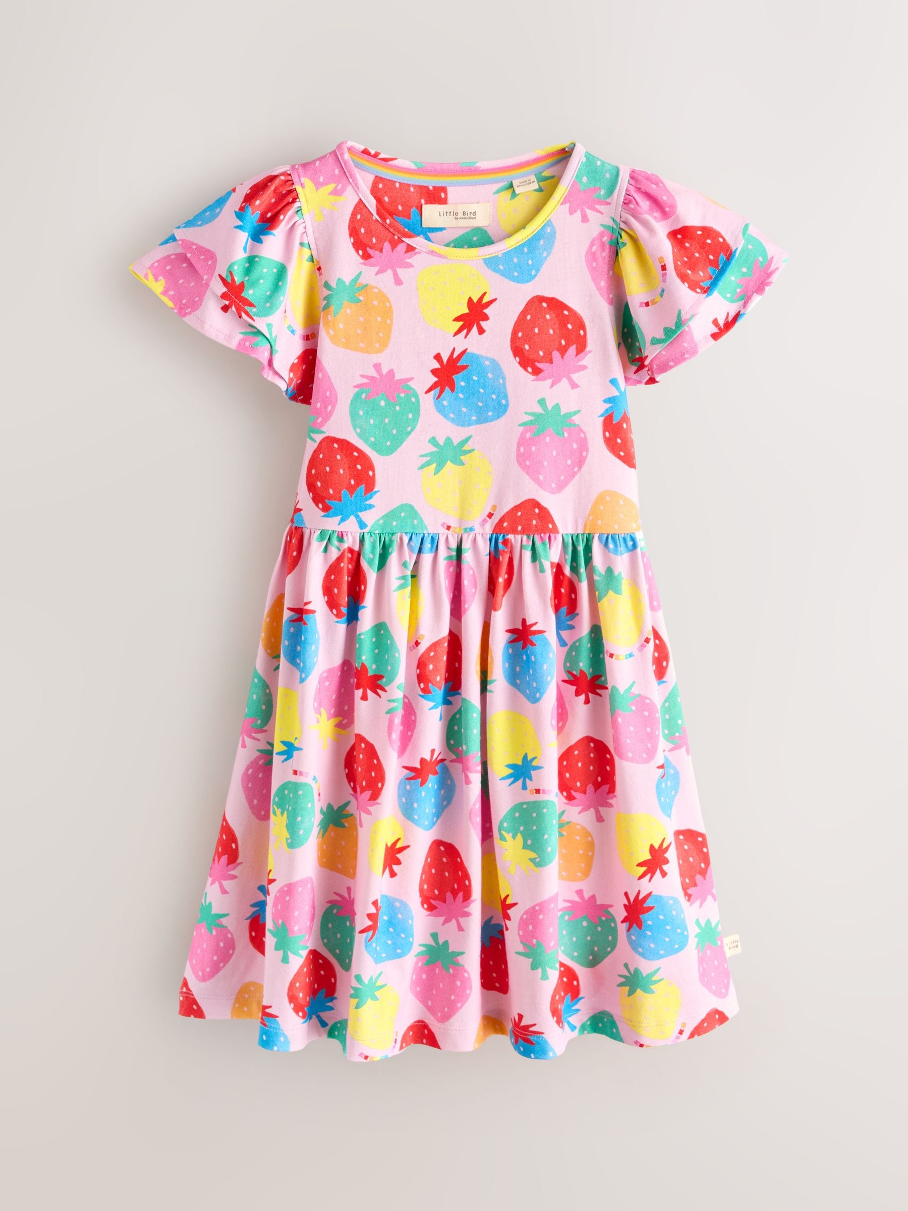 Little Bird by Jools Oliver Rainbow Strawberry Cotton Jersey Dress image 7