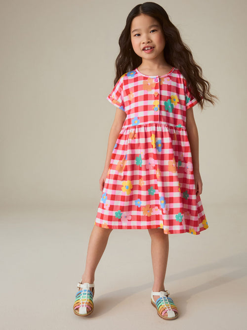 Dsiney Kidz - Little Bird by Jools Oliver Rainbow Gingham Floral Cotton Jersey Dress image 1