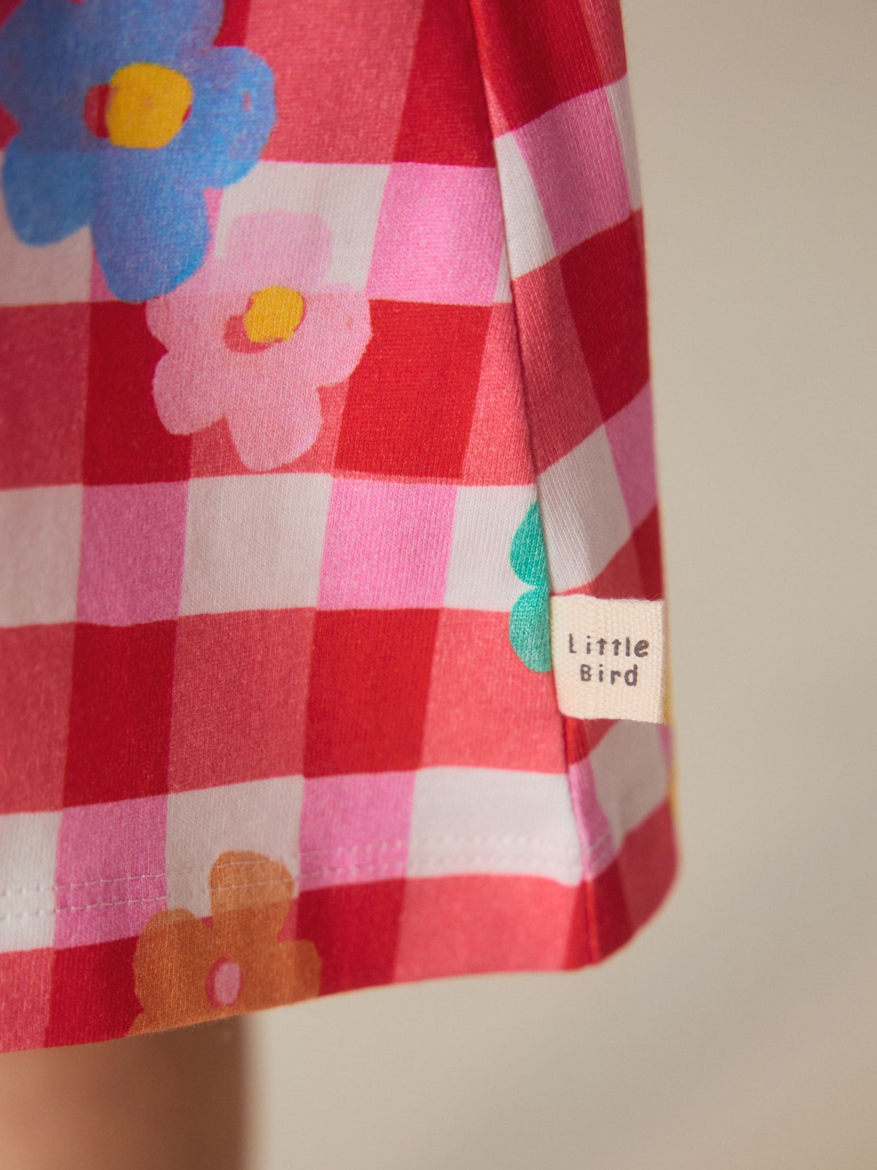 Little Bird by Jools Oliver Rainbow Gingham Floral Cotton Jersey Dress image 5