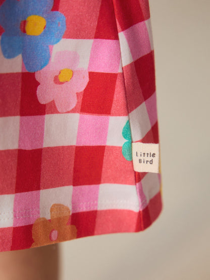 Little Bird by Jools Oliver Rainbow Gingham Floral Cotton Jersey Dress image 5