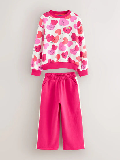 Little Bird by Jools Oliver Red/Pink Sweat and Joggers Heart Set 2 Piece