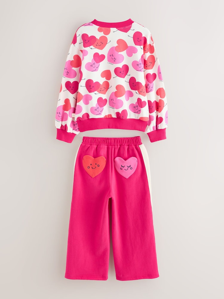 Little Bird by Jools Oliver Red/Pink Sweat and Joggers Heart Set 2 Piece