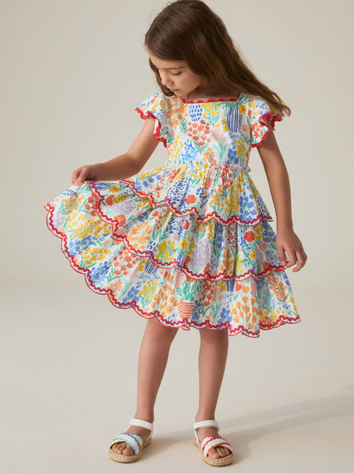 Dsiney Kidz - Little Bird by Jools Oliver Rainbow Floral Woven Ric Rac Trim Dress image 1