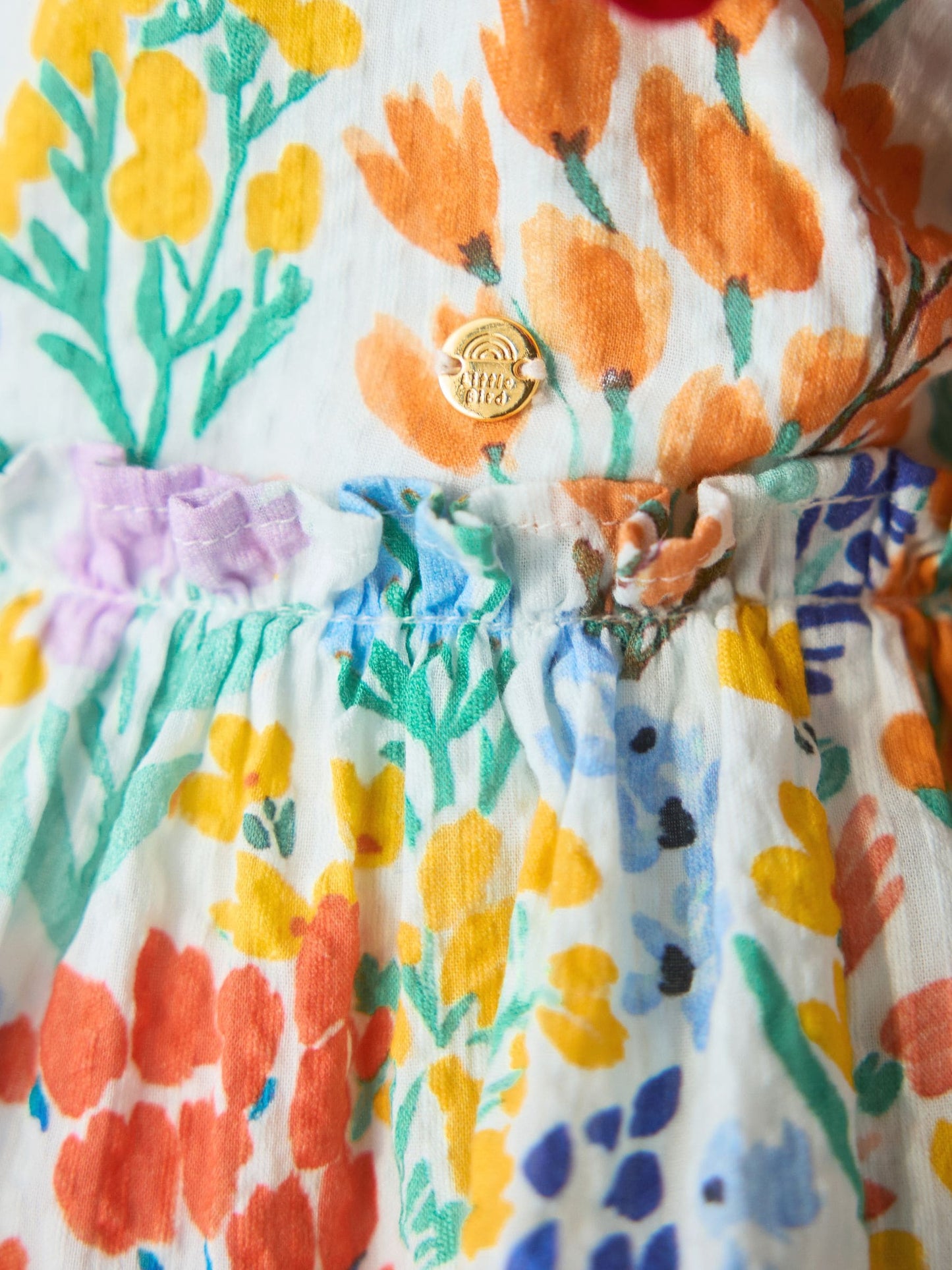 Little Bird by Jools Oliver Rainbow Floral Woven Ric Rac Trim Dress image 9