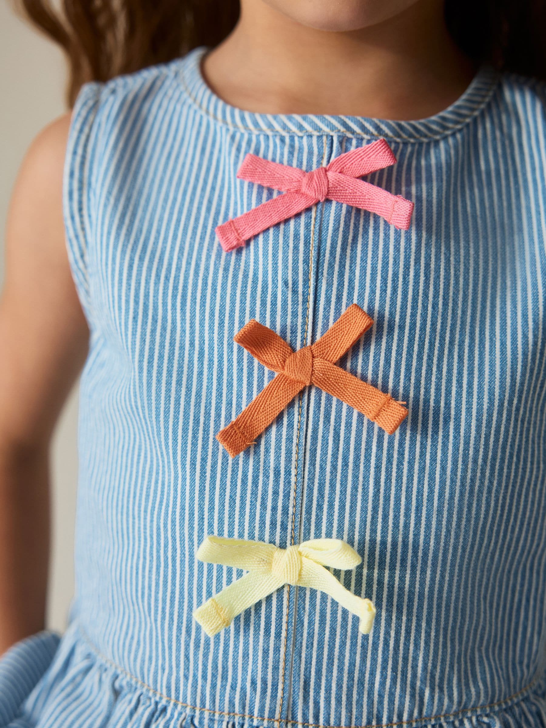 Little Bird by Jools Oliver Rainbow Embroidery Pinstripe Denim Top& Trouser Set image 5