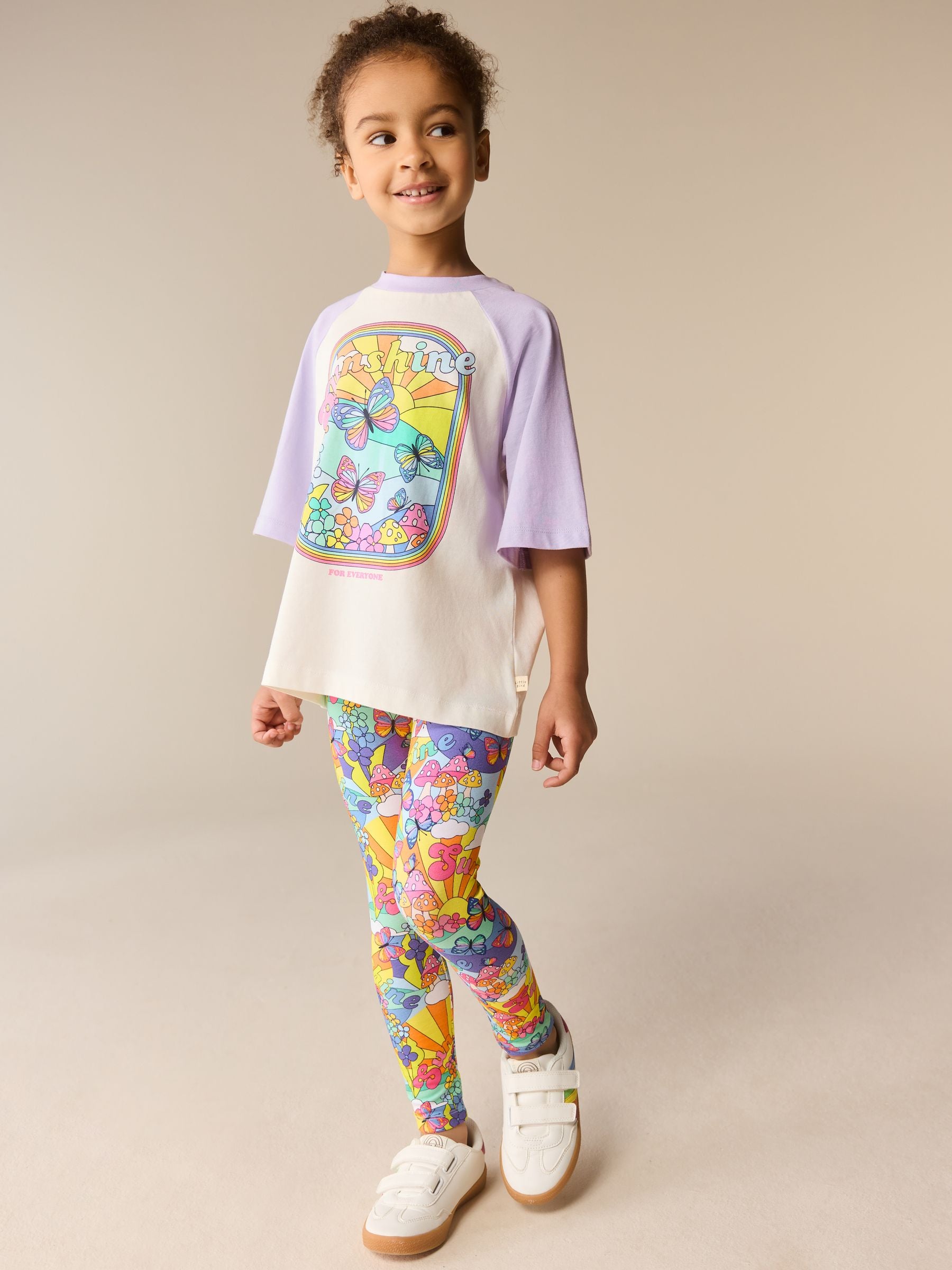 Little Bird by Jools Oliver Lilac Purple Raglan T-Shirt and Leggings 2 Piece Set image 1