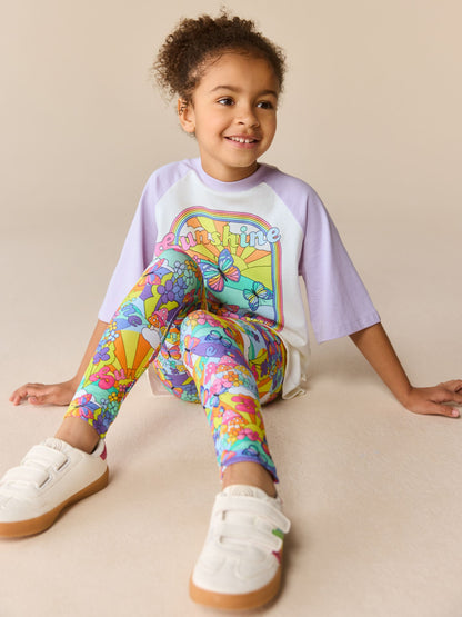 Little Bird by Jools Oliver Lilac Purple Raglan T-Shirt and Leggings 2 Piece Set image 2