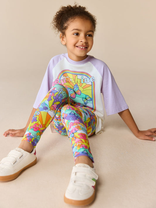 Little Bird by Jools Oliver Lilac Purple Raglan T-Shirt and Leggings 2 Piece Set image 2