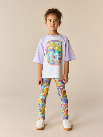 Little Bird by Jools Oliver Lilac Purple Raglan T-Shirt and Leggings 2 Piece Set image 5