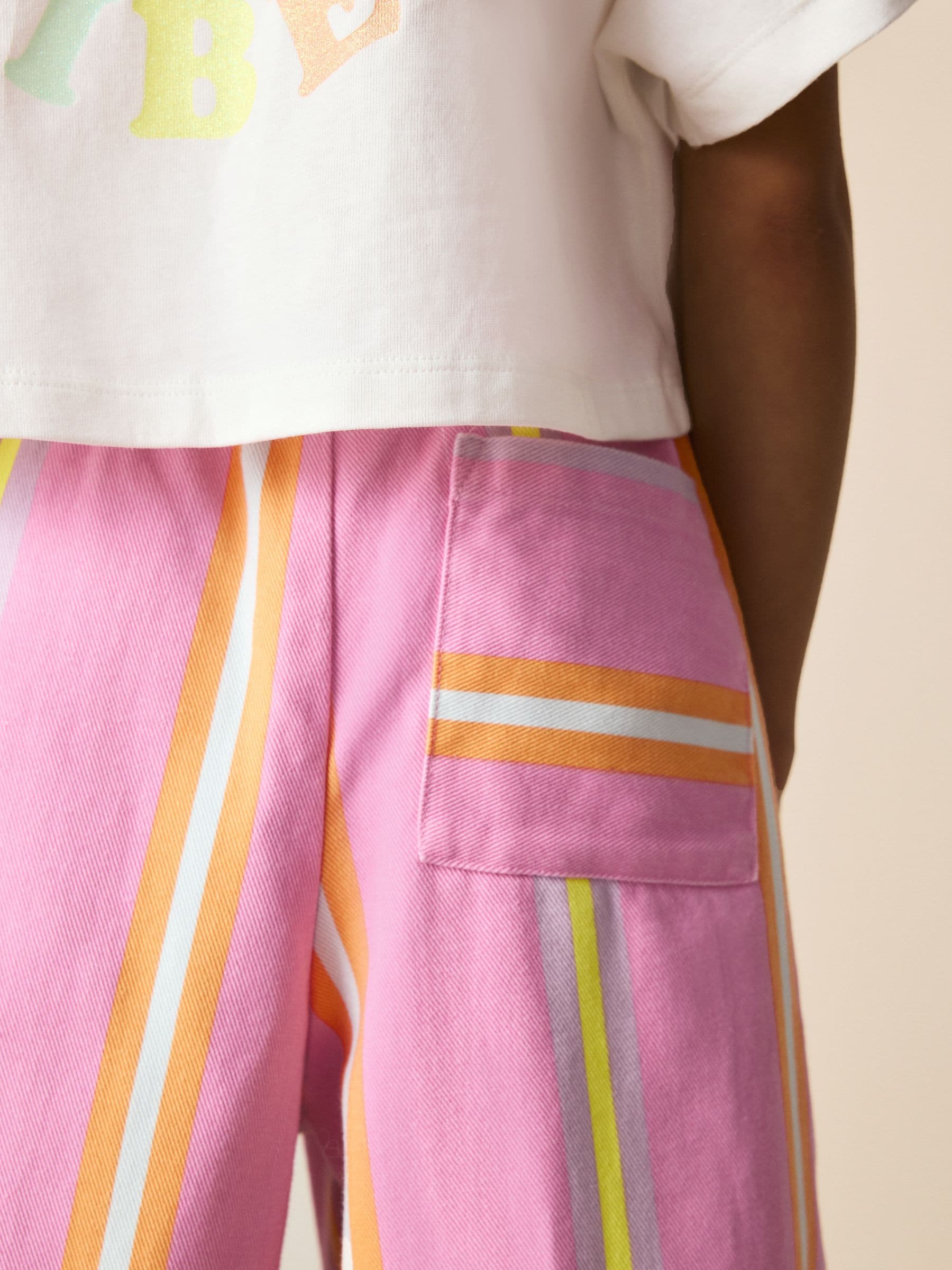 Little Bird by Jools Oliver Pink Stripe Short Sleeve Top & Jogger Set image 6