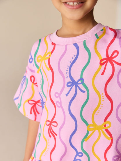 Little Bird by Jools Oliver Rainbow Ribbon Print Dropped Waist Sweat Dress image 4