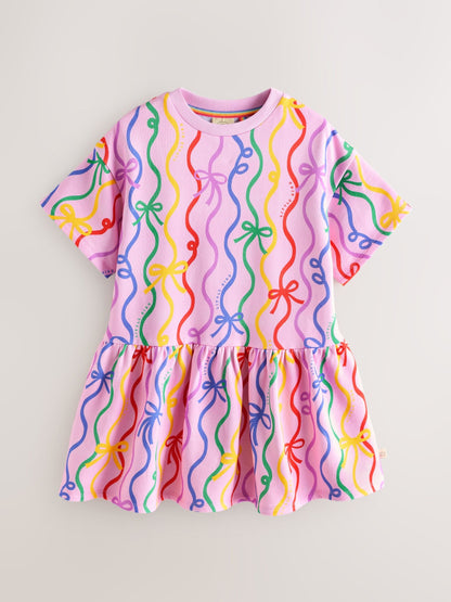 Little Bird by Jools Oliver Rainbow Ribbon Print Dropped Waist Sweat Dress image 5