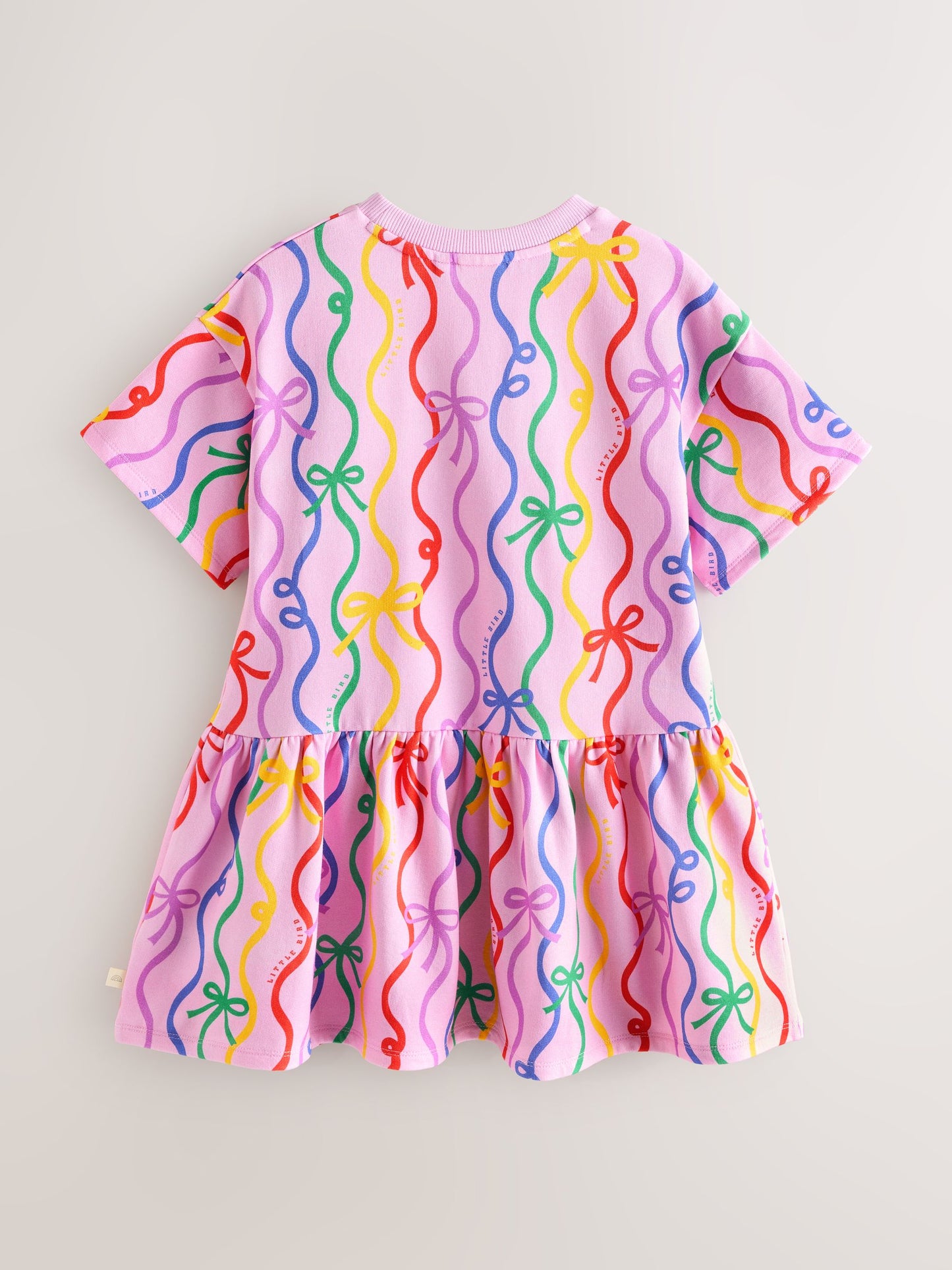 Little Bird by Jools Oliver Rainbow Ribbon Print Dropped Waist Sweat Dress image 6