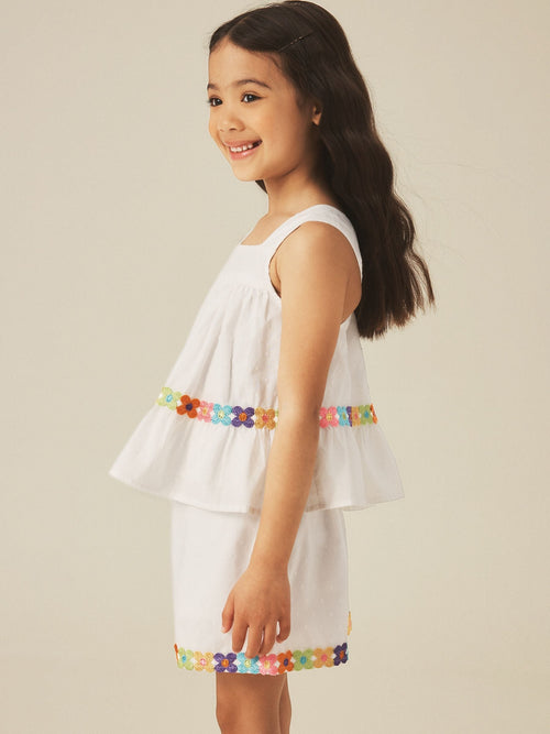 Dsiney Kidz - Little Bird by Jools Oliver White Dobby Frill Sleeve Woven Co-Ord Set image 1