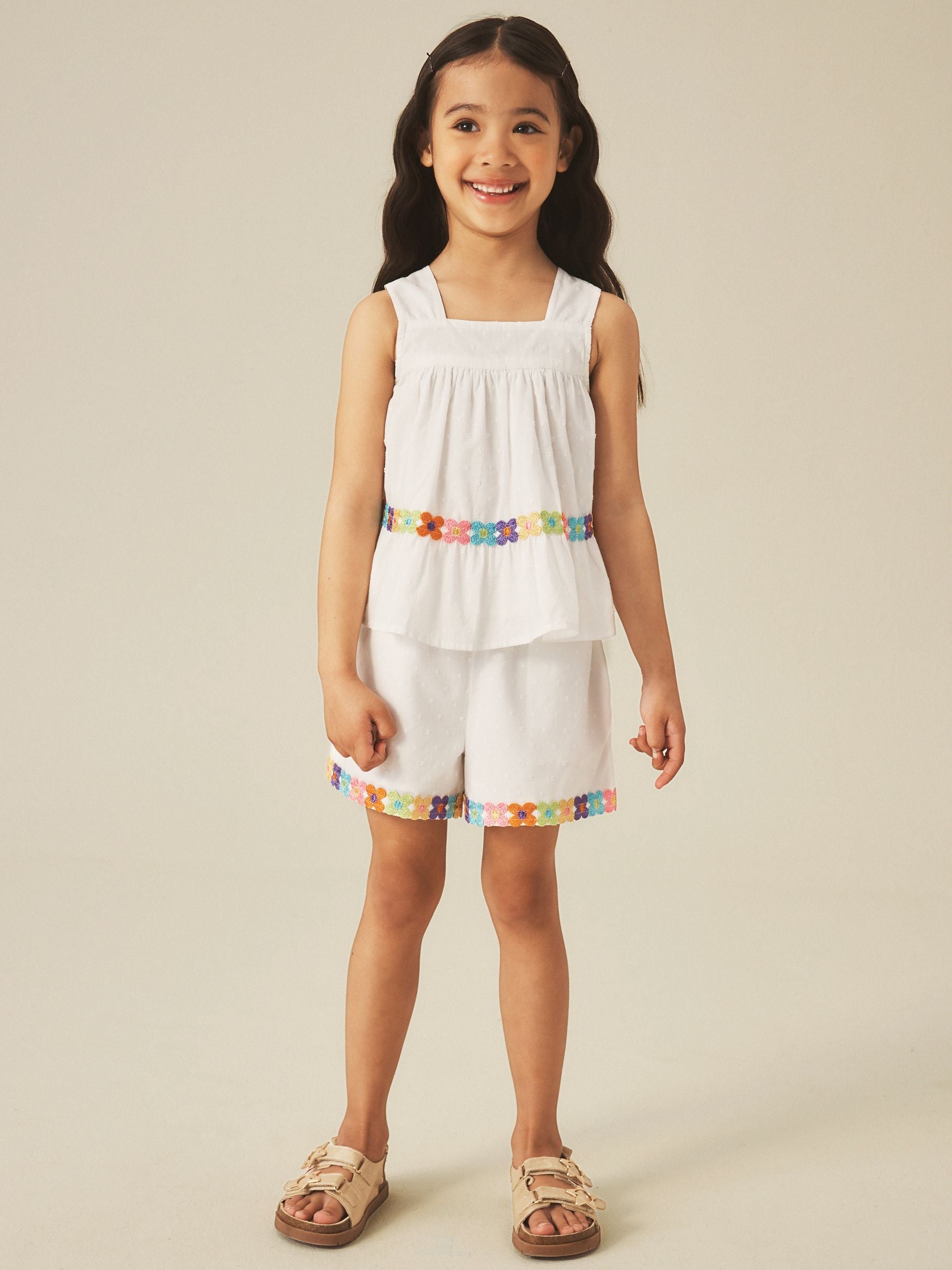 Little Bird by Jools Oliver White Dobby Frill Sleeve Woven Co-Ord Set image 2