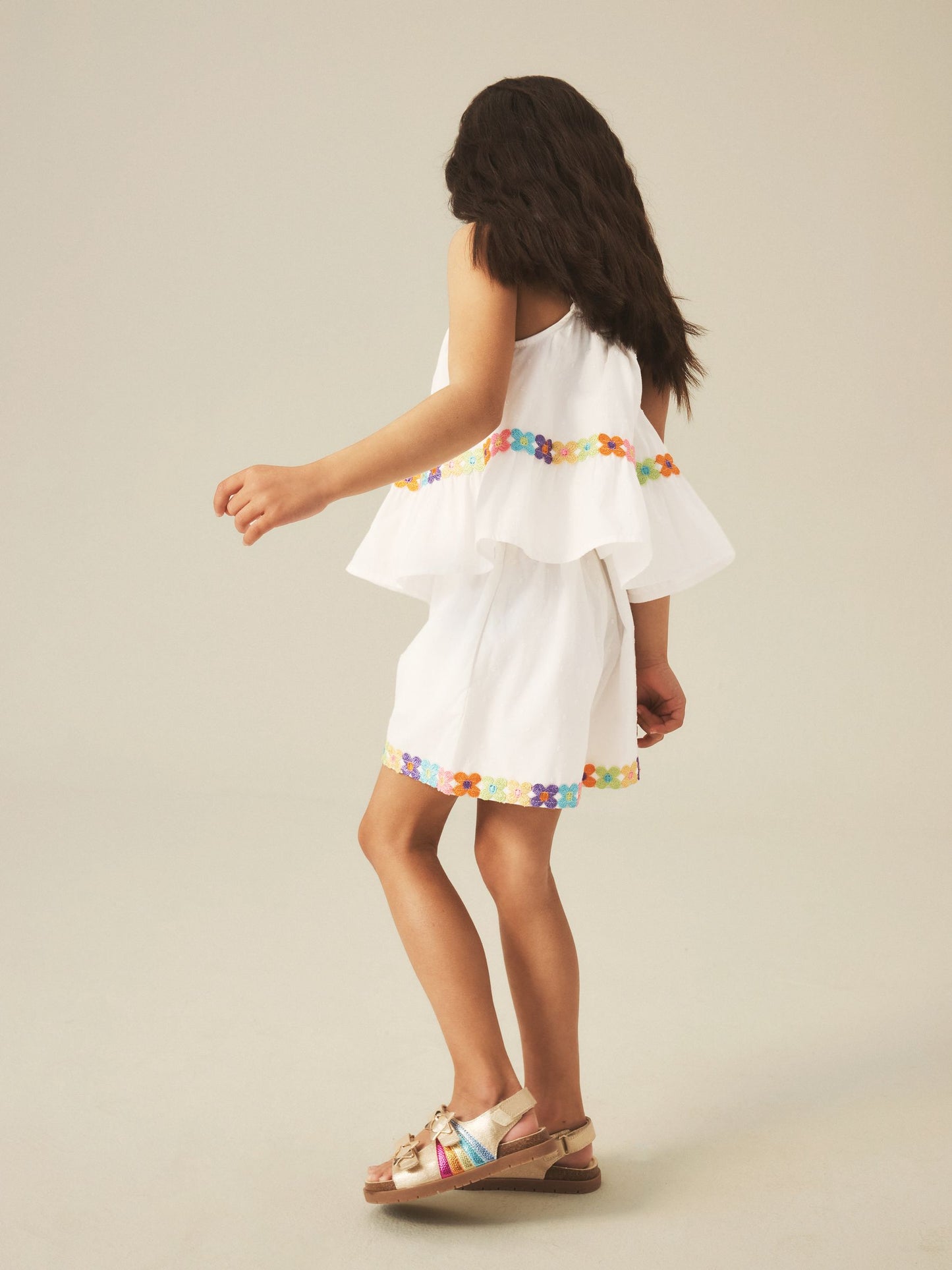 Little Bird by Jools Oliver White Dobby Frill Sleeve Woven Co-Ord Set image 3