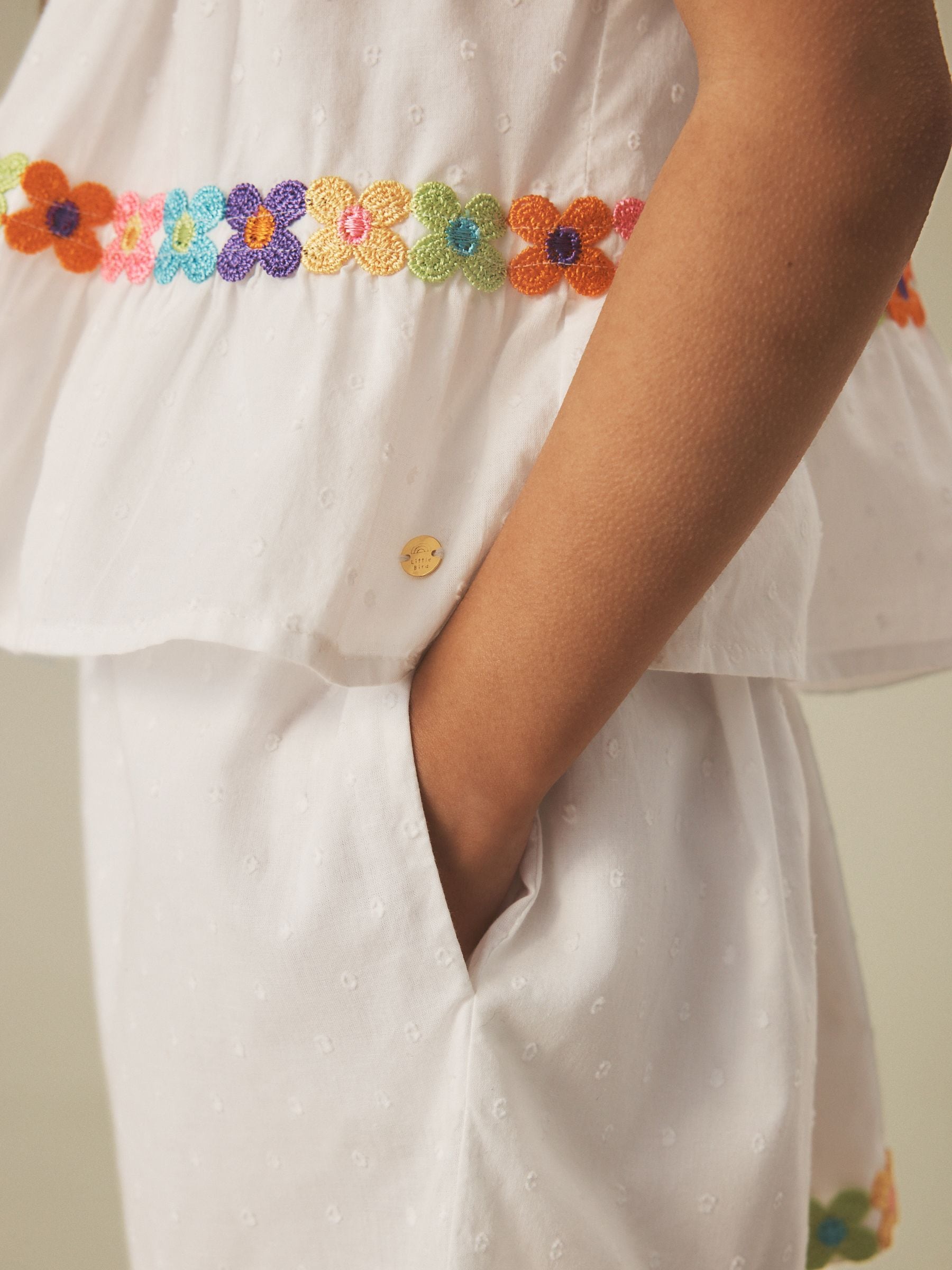 Little Bird by Jools Oliver White Dobby Frill Sleeve Woven Co-Ord Set image 4
