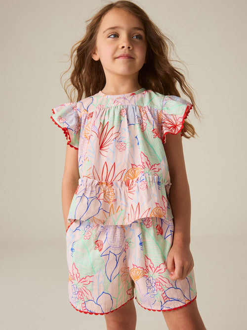 Dsiney Kidz - Little Bird by Jools Oliver Rainbow Floral Frill Sleeve Woven Co-Ord Set image 1