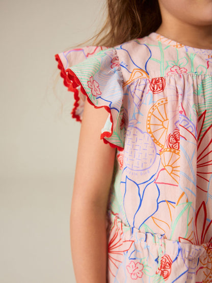 Little Bird by Jools Oliver Rainbow Floral Frill Sleeve Woven Co-Ord Set image 6